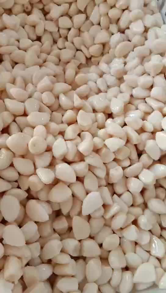 Salty peeled garlic in drums